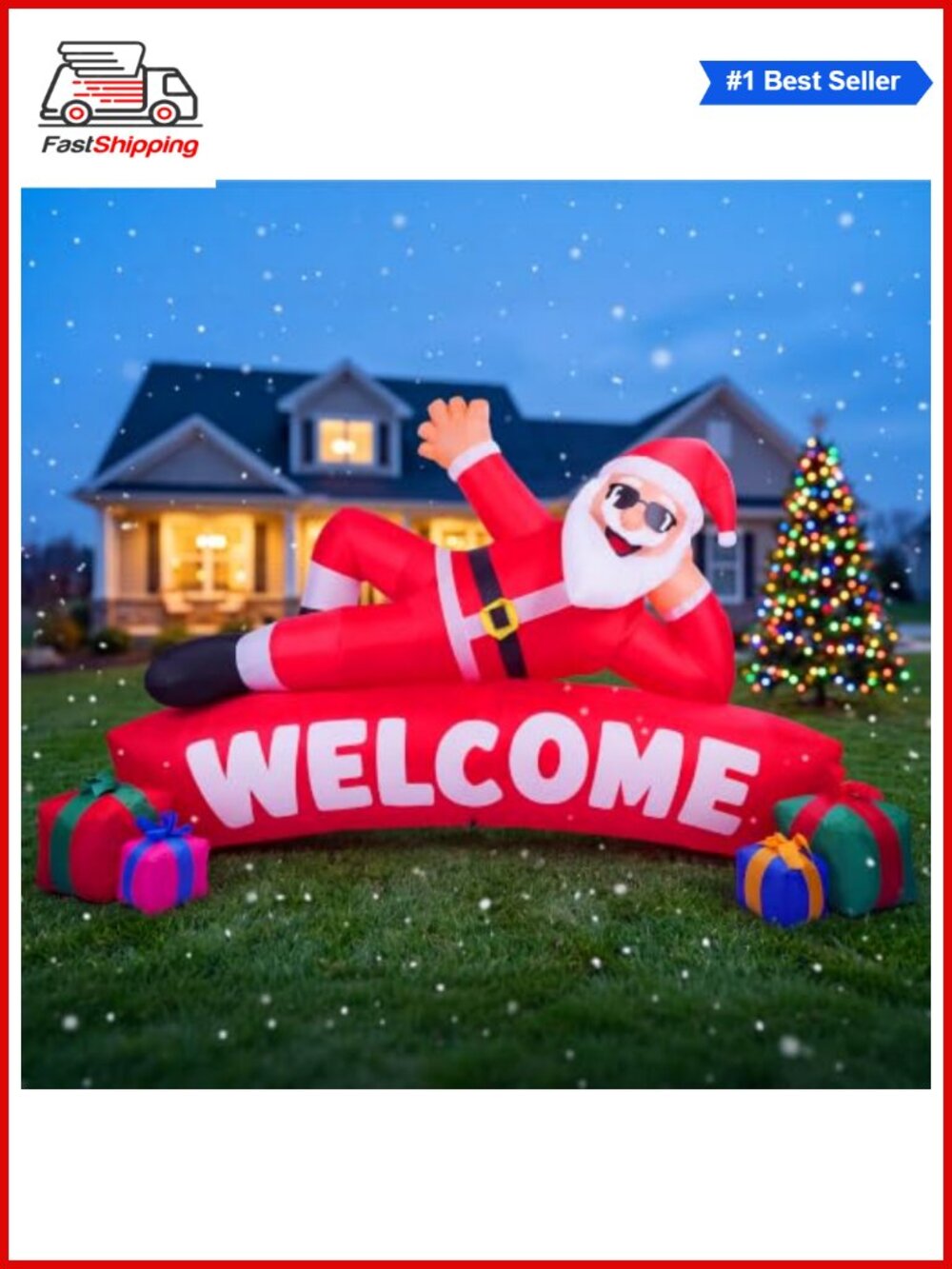 🎅9FT Christmas Inflatable Santa Outdoor Yard Decor with LED Lights